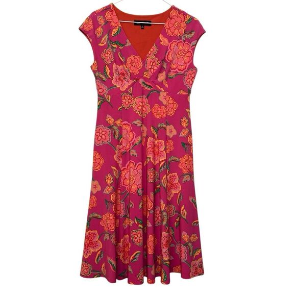 Jones New York Floral V-Neck Cap Sleeve Fit & Flare Dress Multicolor Size 6 - Picture 1 of 5